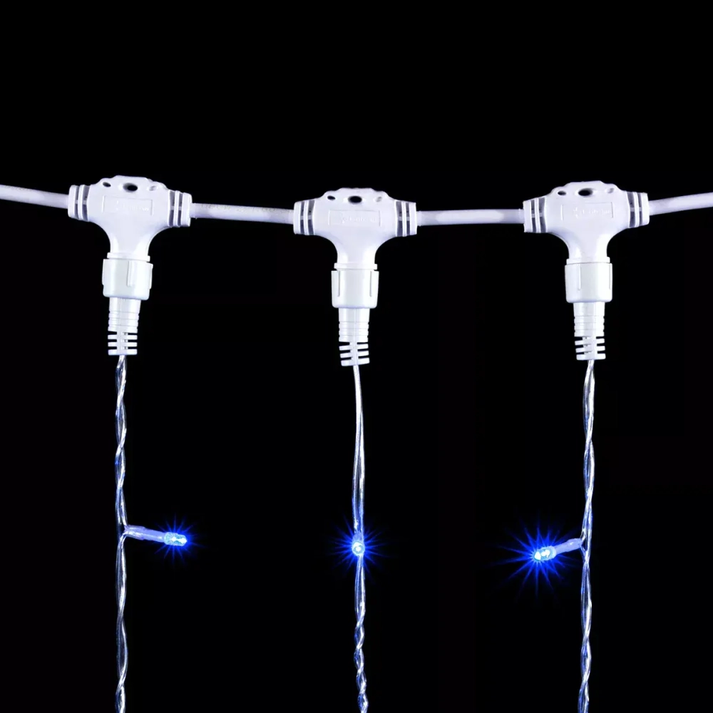 Светодиодный занавес 2*2 м., 400 синих LED ламп, прозрачный провод ПВХ, LTC (PCL402-10-2B)