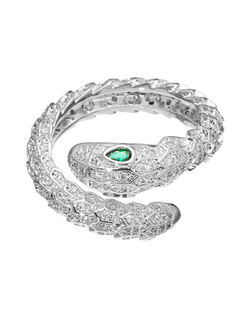 Кольцо-змея, в камнях, серебро