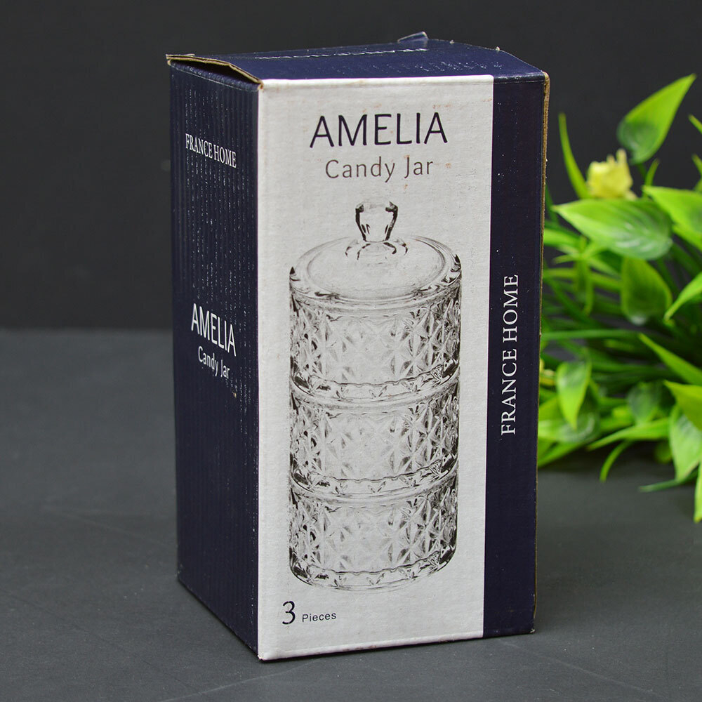 Ваза 3-х ярусная для меда и икры, h15см, d7см "Amelia"