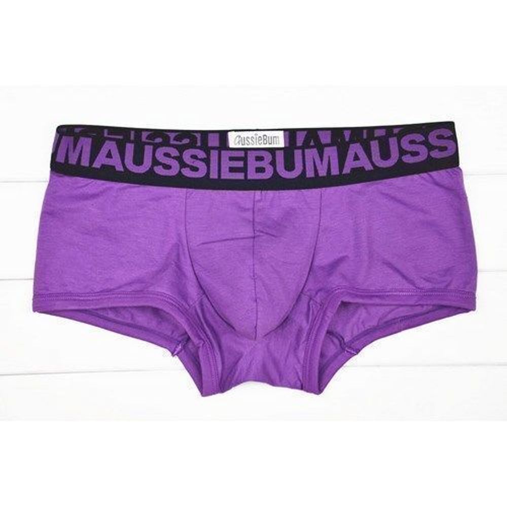 Мужские трусы хипсы фиолетовые с черной резинкой Aussiebum