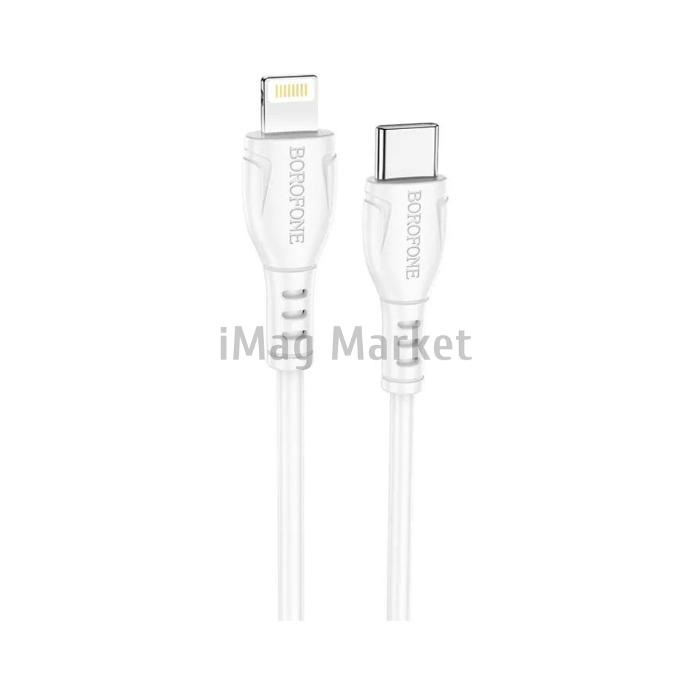 Зарядный кабель Borofone BX51, USB-C - Lightning, 2.4A, 12W, 1 м, белый
