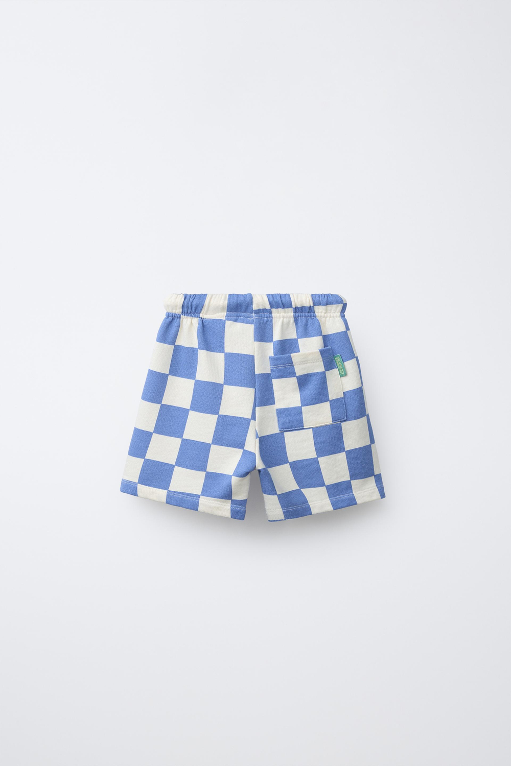 ZARA ШОРТЫ-БЕРМУДЫ В ШАХМАТНУЮ КЛЕТКУ, ЭКРЮ/СИНИЙ