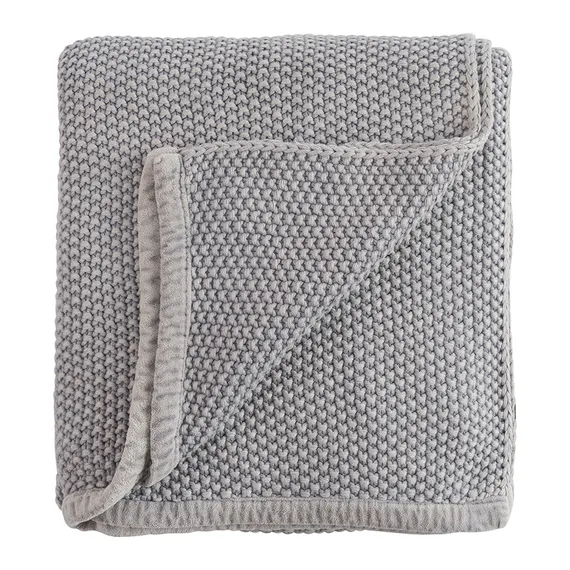 Плед из стираного хлопка серого цвета Essential, 130х180 см