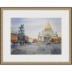 Картина авторская акварельная в паспарту 40х50 см на стену для интерьера "На пороге весны"