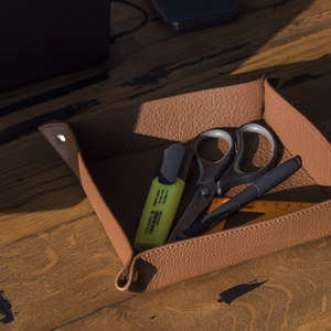 Лоток для мелочей из натуральной кожи теленка, цвета шоколад