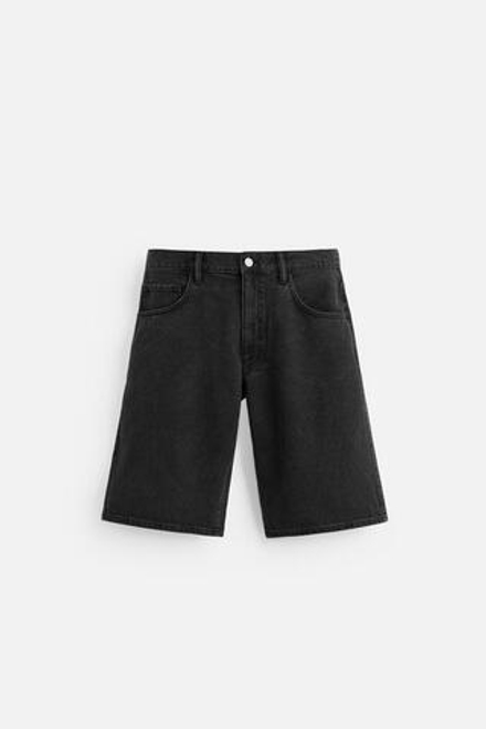 ZARA ДЖИНСОВЫЕ ШОРТЫ BAGGY-FIT, ЧЕРНЫЙ