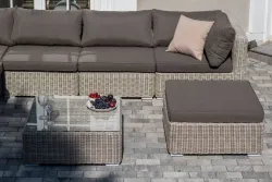 "Лунго" трансформирующаяся лаунж-зона из искусственного ротанга, цвет бежевый