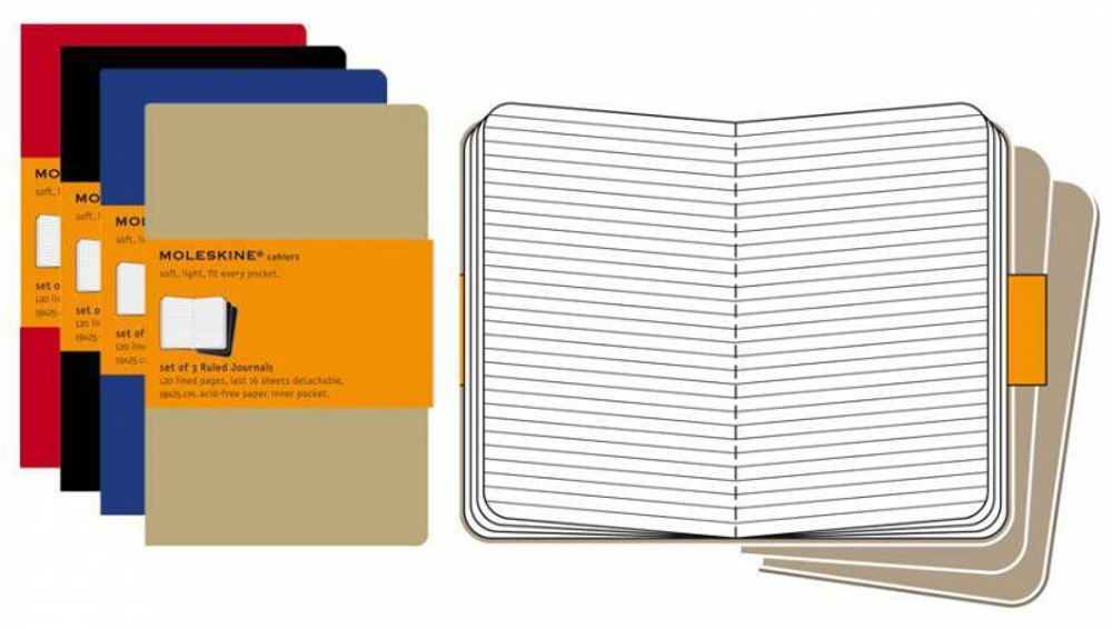 Блокнот Moleskine Cahier Journal CH221 XLarge 190х250мм обложка картон 120стр. линейка синий индиго (3шт)