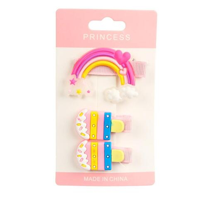 Зажимы для волос детские 3шт на блистере "Розовый мир" (JINRE TRAVEL)