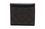 COACH Trifold Wallet Canvas With Leather Card Holder, Wallet Small Women"s Brown & Black