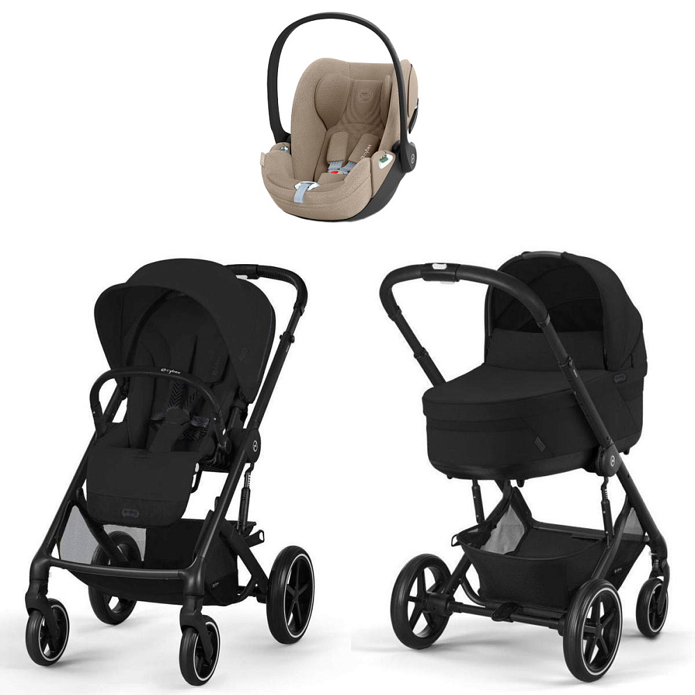 Коляска Cybex Balios S Lux BLK complete Cloud T Cozy Beige Plus Base T 4 в 1 Moon Black с дождевиками