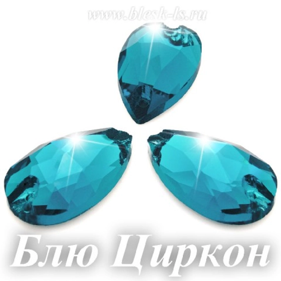 Пришивная капля Solvo с 2 отверстиями, Блю Циркон