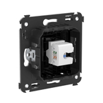 Компьютерная розетка RJ-45 без шторки в стену, кат.5е одинарная, "Avanti", "Черный квадрат"