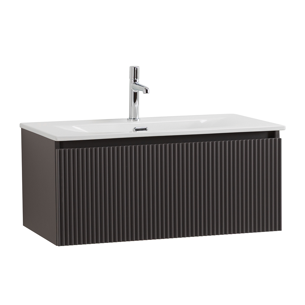 Тумба с раковиной подвесная BelBagno UNO-800-1C-SO-GSO Темно-Серый матовый, раковина белая BB-8099-80