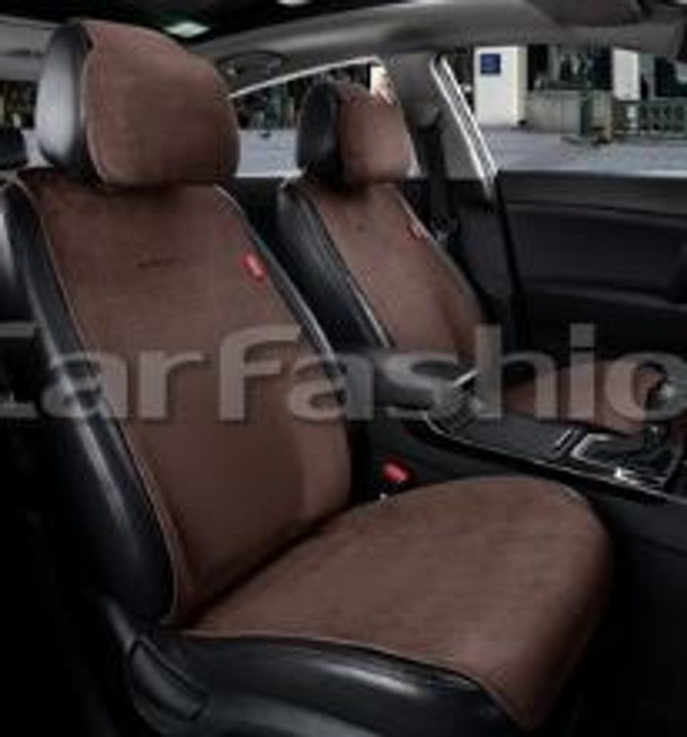 Накидки сидений Перед CarFashion (2шт) -Фронт 2D «PRESTIGE FRONT» 26238 -Эко+замша кофе/кофе