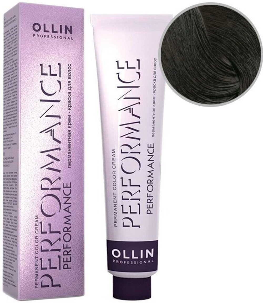 OLLIN PERFORMANCE 3/0 темный шатен 60мл Перманентная крем-краска для волос