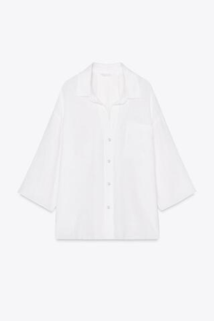 ZARA РУБАШКА ОВЕРСАЙЗ ИЗ 100% ЛЬНА — ZW COLLECTION, БЕЛЫЙ