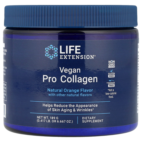 Life Extension, Vegan Pro Collagen, натуральный апельсин, 189 г (6,667 унции)