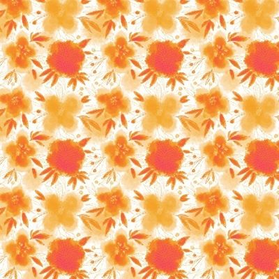 Оранжевый акварельный паттерн с цветами