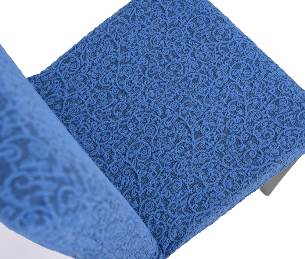 Чехол на стул без оборки Жаккард, цвет Голубой, Набор 6 шт.