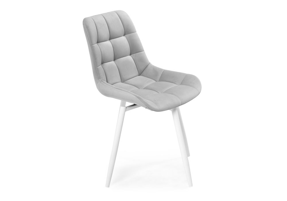 Стул на металлокаркасе Челси крутящийся велюр светло-серый / белый