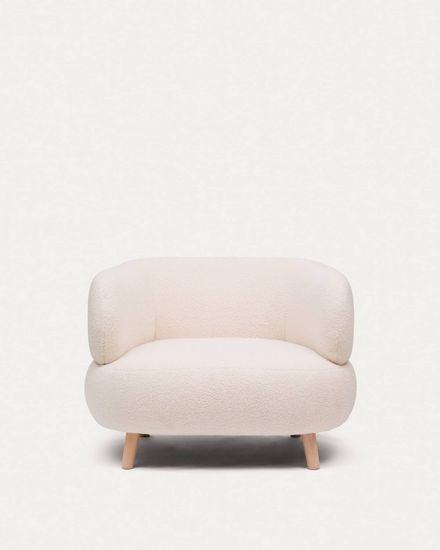 Кресло Luisa из экрю-букле с ножками из массива бука, 90 см Испания La Forma