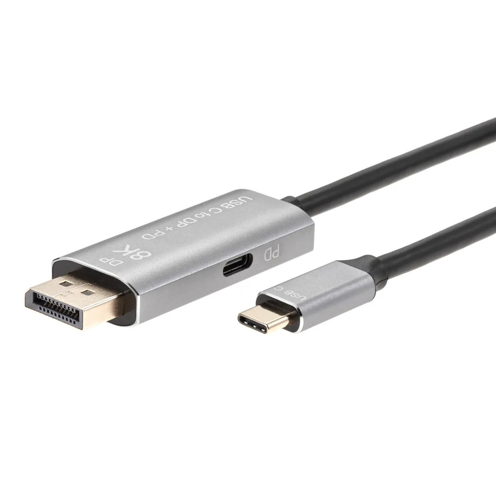 VCOM CU480MCPD-1.8M Кабель-адаптер USB Type-Cm --&gt; DP1.4v (m) 8K@60Hz, PD 100W,1.8m , Alum Shell,VCOM