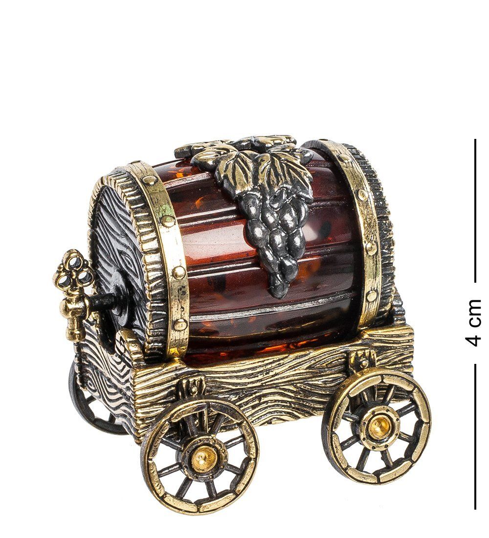 AM-1164 Фигурка «Повозка с бочкой» (латунь, янтарь)