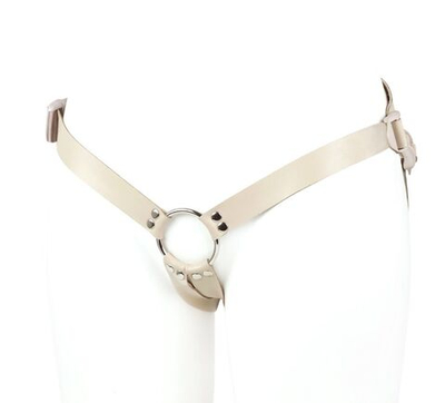 Универсальный пояс с кольцом и реалистичной насадкой - 18 см. (Цвет: телесный)