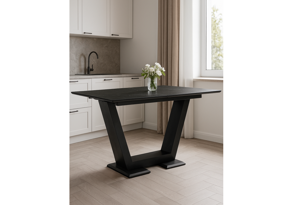 Керамический стол Woodville Иматра 140(180)х80х76 черный мрамор, черный