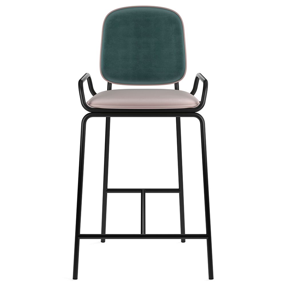 Стул полубарный Ror, 2 Frame, велюр, черный/зеленый/розовый