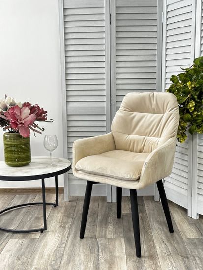 Стул РАЛЬФ ДАНС 360 град. поворотн, ZIZI 002 Бежевый, велюр / Черный каркас