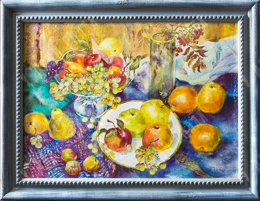 Корягин С.Н. Натюрморт с яблоками. Бумага, акварель. 2005 г. 55х40 см.