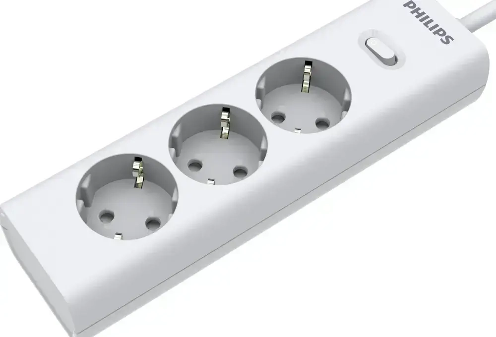 Philips сетевой фильтр 3 Розетки, кабель - 2M белый