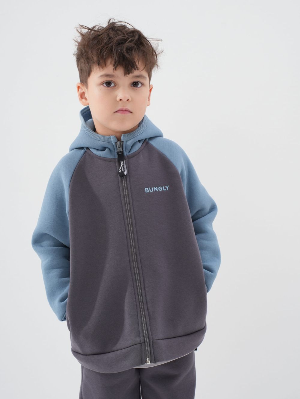 Толстовка Колор блок "Графит" утепленная