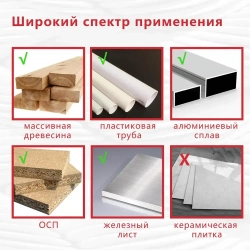 ТЕХНОИДЕАЛ Комплект ступенчатых конусных сверл для металла и дерева (6 предметов)/Набор ступенчатых фрезеровальных конусных сверл