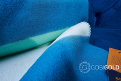 Одеяло тканое из шерсти мериноса LUX (овечья шерсть) ERDENET 150x200 см. - зелено-голубое