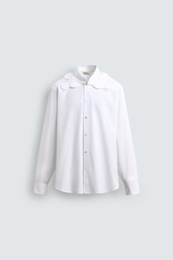 ZARA HARRY LAMBERT X DISNEY РУБАШКА С ВОРОТНИКОМ В ФОРМЕ СИЛУЭТА МИККИ МАУСА, БЕЛЫЙ