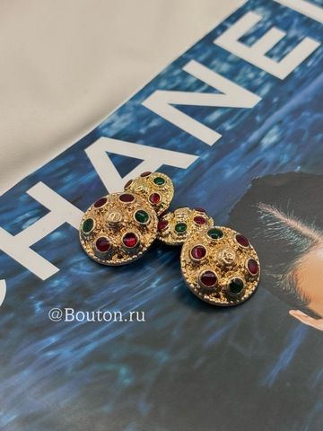 Пуговицы Шан. золотистые с красно-зелеными деталями