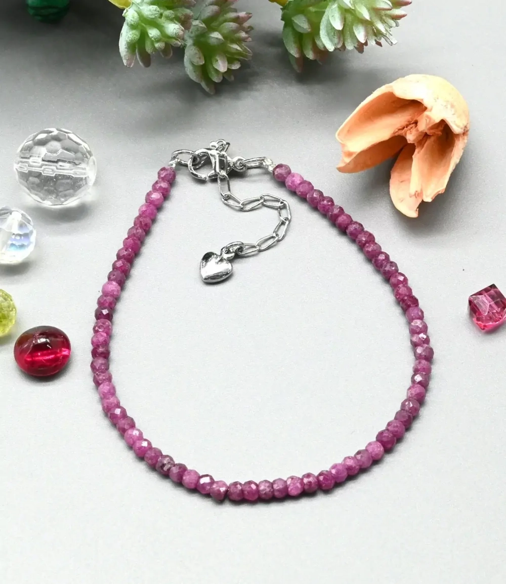 Браслет из рубина рондель гр.3*2мм, 18см