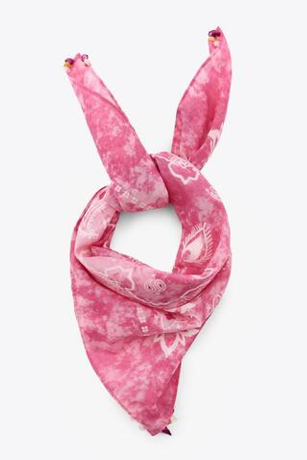 ZARA ПЛАТОК С ПРИНТОМ И КАМНЯМИ, РОЗОВЫЙ