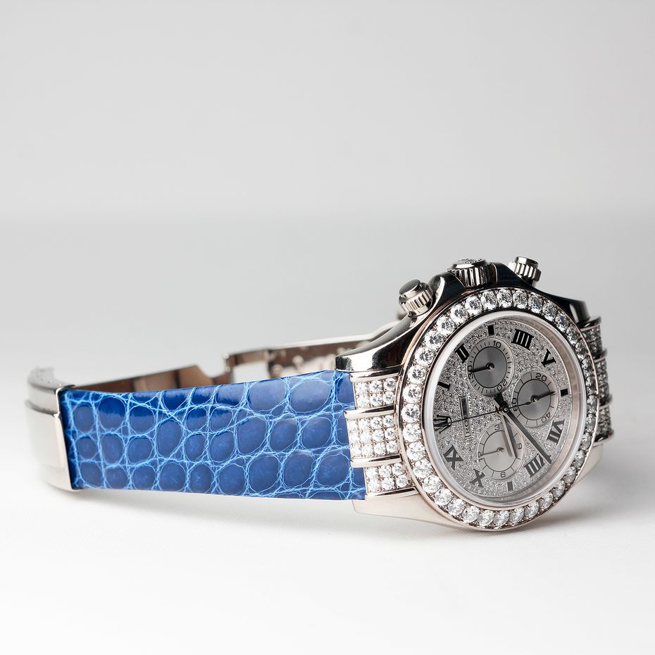 Ремешок для часов Rolex Daytona из аллигатора flank синий
