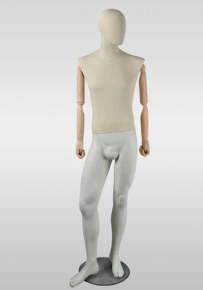 Мужской абстрактный манекен Vintage 02/Деревянные руки/Обтяжка лен