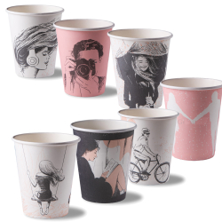 Стаканы бумажные однослойные 200/260мл SP9S "Пожелания" (50/1000шт)