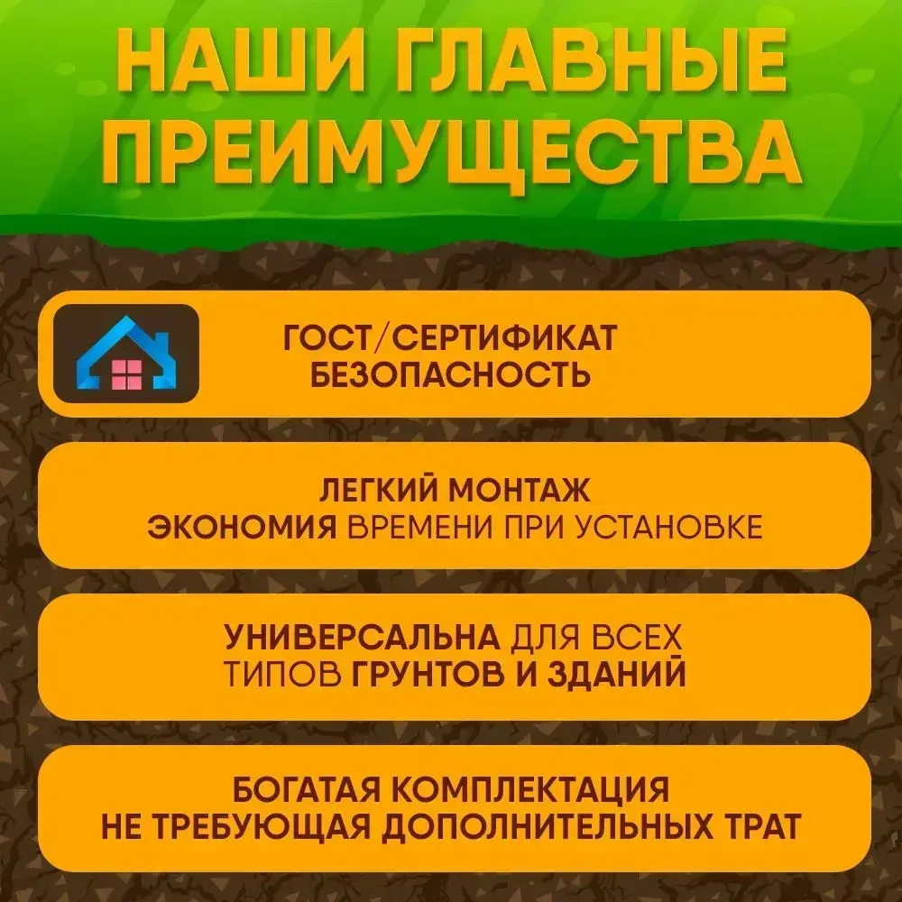 Комплект заземления для дома 6м из ОЦИНКОВАННОЙ стали d14