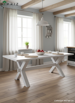 Обеденный стол "Сканди" из массива сосны, белый - Диприз