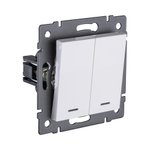 Выключатель 2-клавишный 10А/250В с LED подсветкой, белый Kollinger REA-S-008WH для Aspekt, Eleganz, Reflex