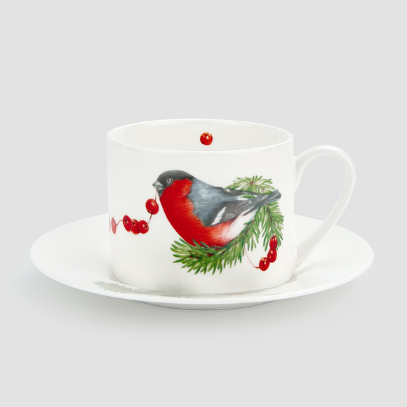 Чайная пара Farforite «Рябиновые бусы» 250 мл в подарочной коробке