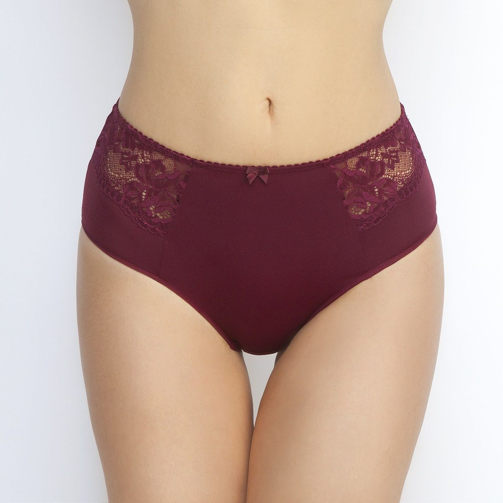 Трусы-слипы со средней посадкой и кружевными вставками (Размер: 46) (Цвет: пудровый)