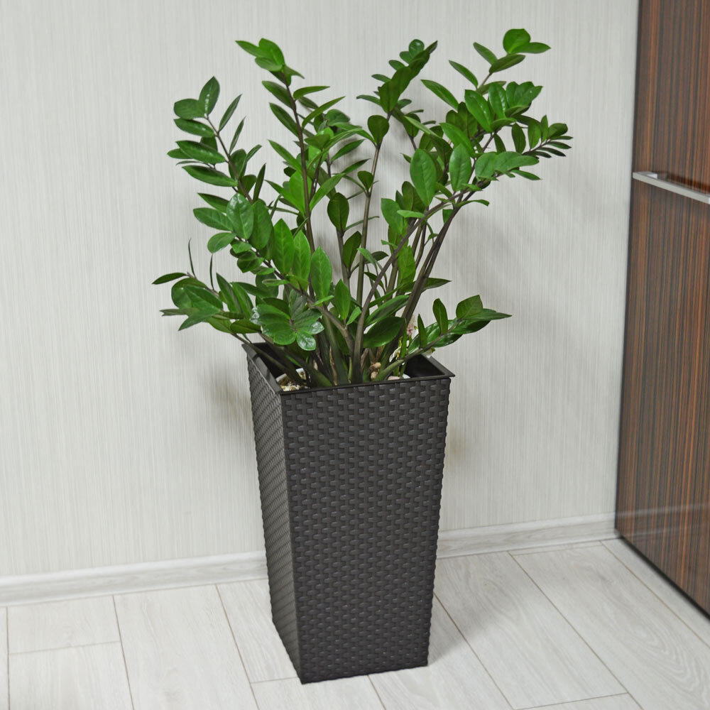 Кашпо напольное "Ротанг" 28,5*27*51,5см со вставкой (мокко)